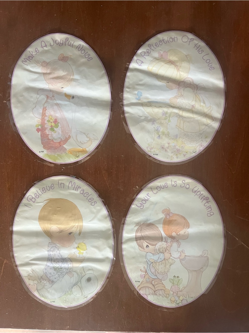 Precious Moments Oval Window Clings Set - Pastel Pink & Cream